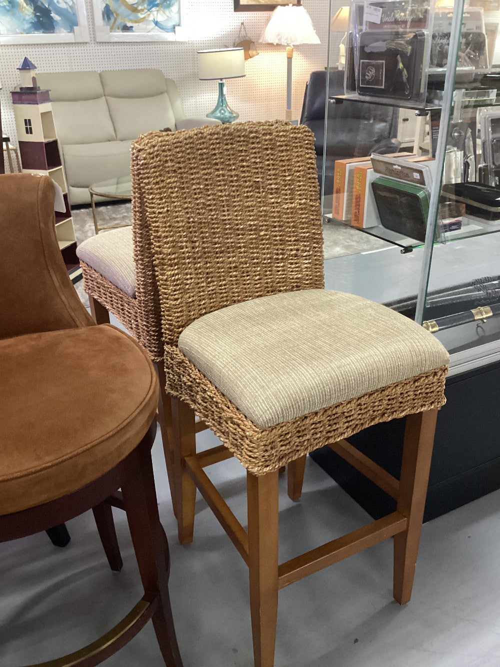 Pair of Ratan barstools|5189