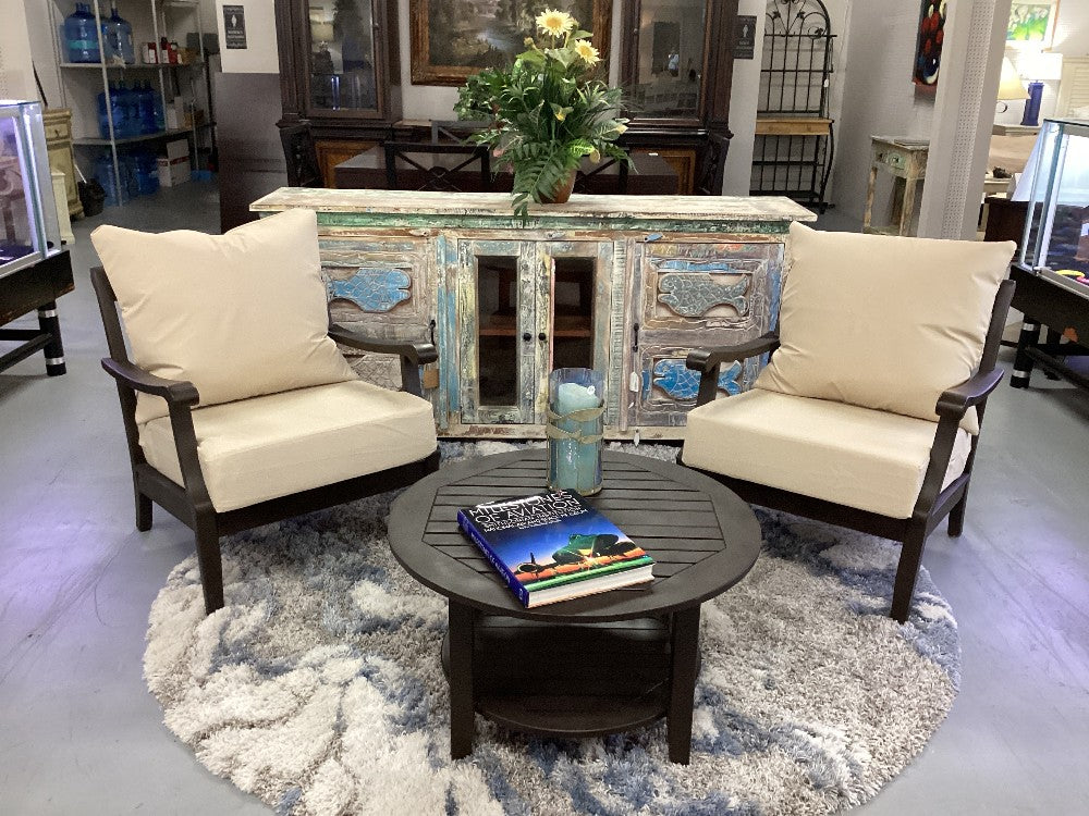Outdoor patio set 2 chairs and coffee table|5204