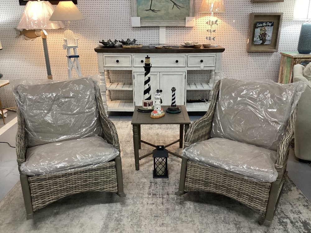 Outdoor patio set 2 rocking chairs and table|5205