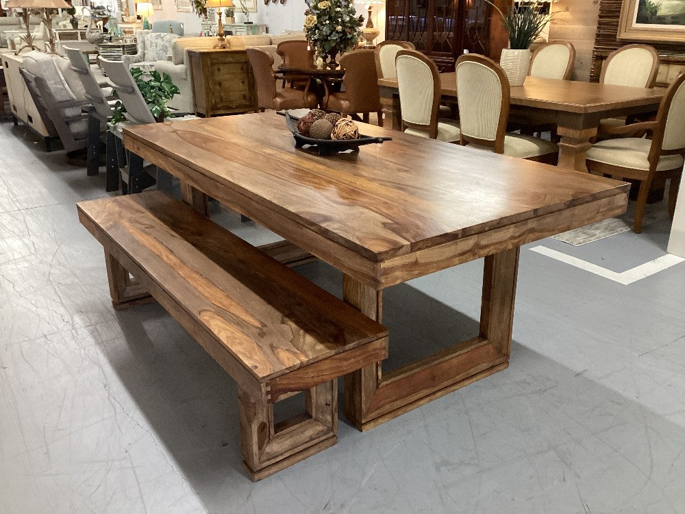 Solid wood dining table with bench|5206