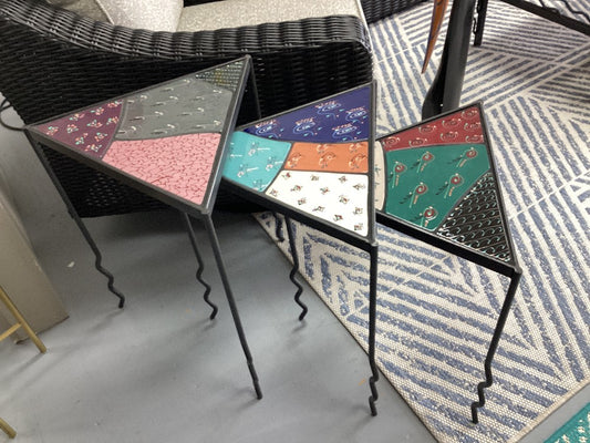Ceramic Tile and Iron Nesting Tables|5214