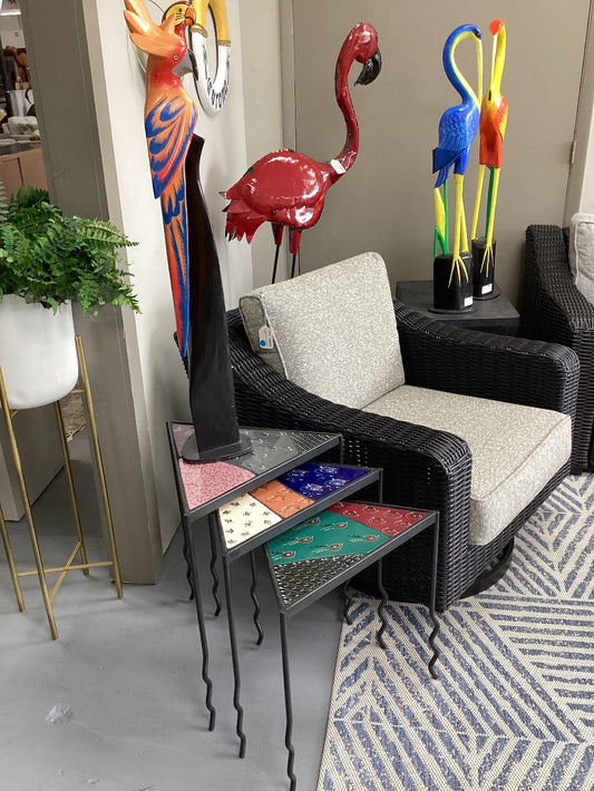 Ceramic Tile and Iron Nesting Tables|5215