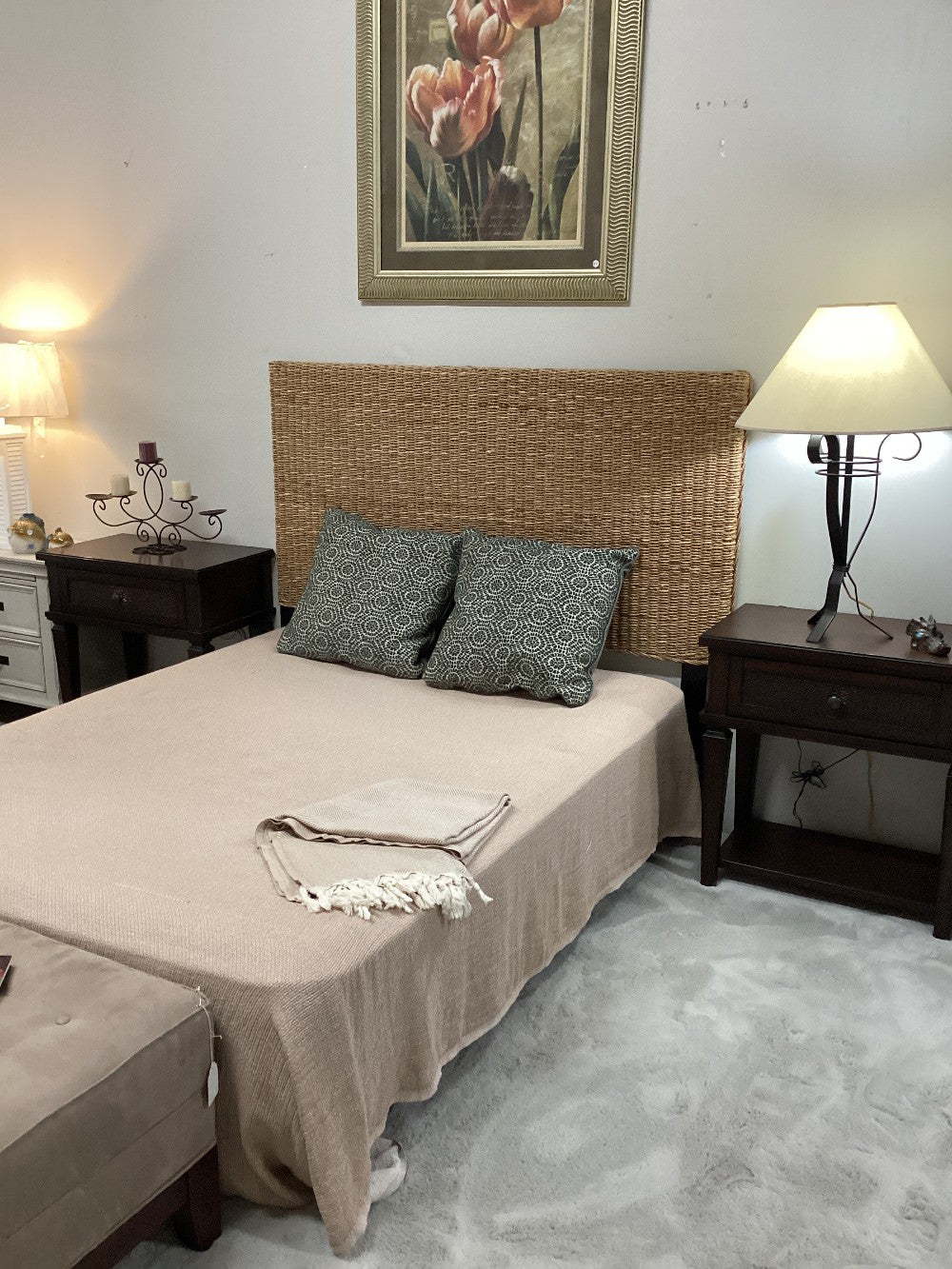Queen Rattan Headboard and frame|5225