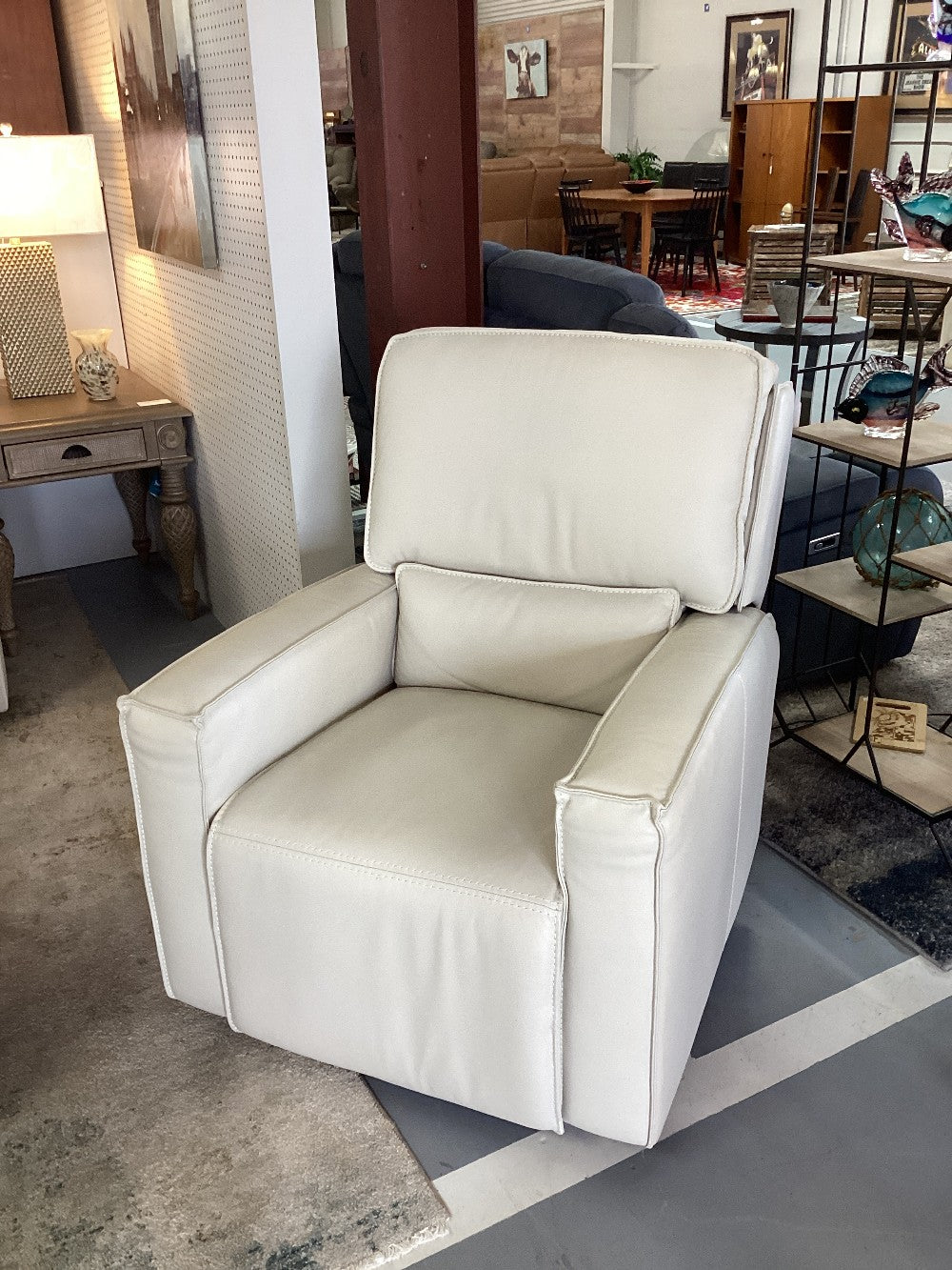 Cream Leather Electric Recliner|5231