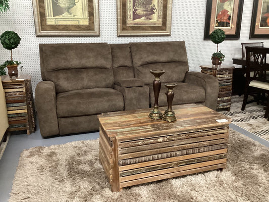 Brown reclining sofa with cup holders|5238