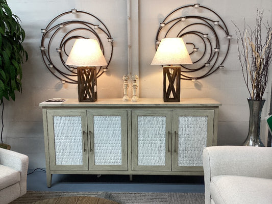 Tahiti 4 Door Credenza with Woven Doors|5282