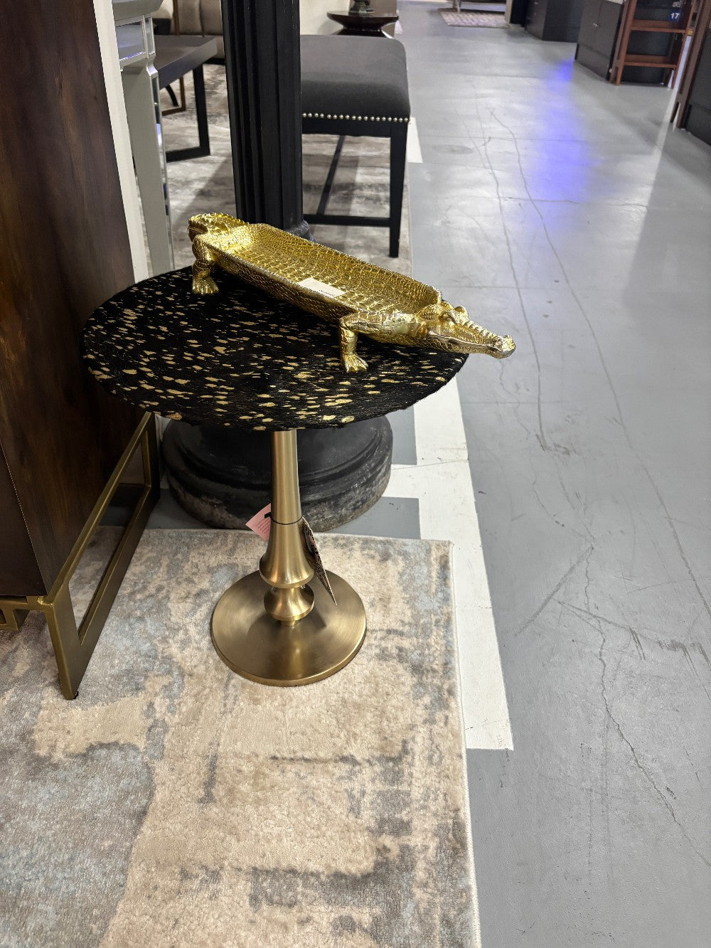 Black/Gold Round Side Table|3040