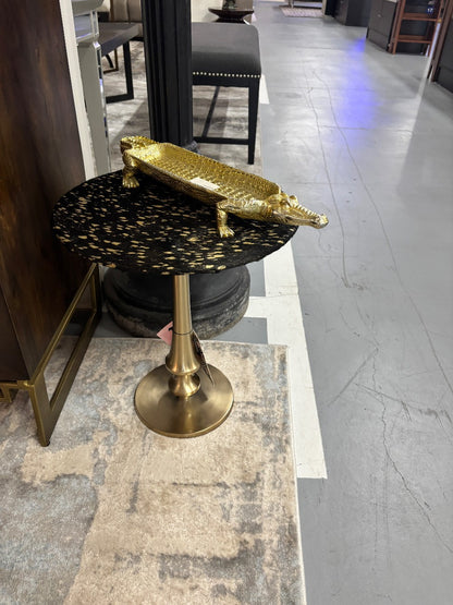 Black/Gold Round Side Table|3040