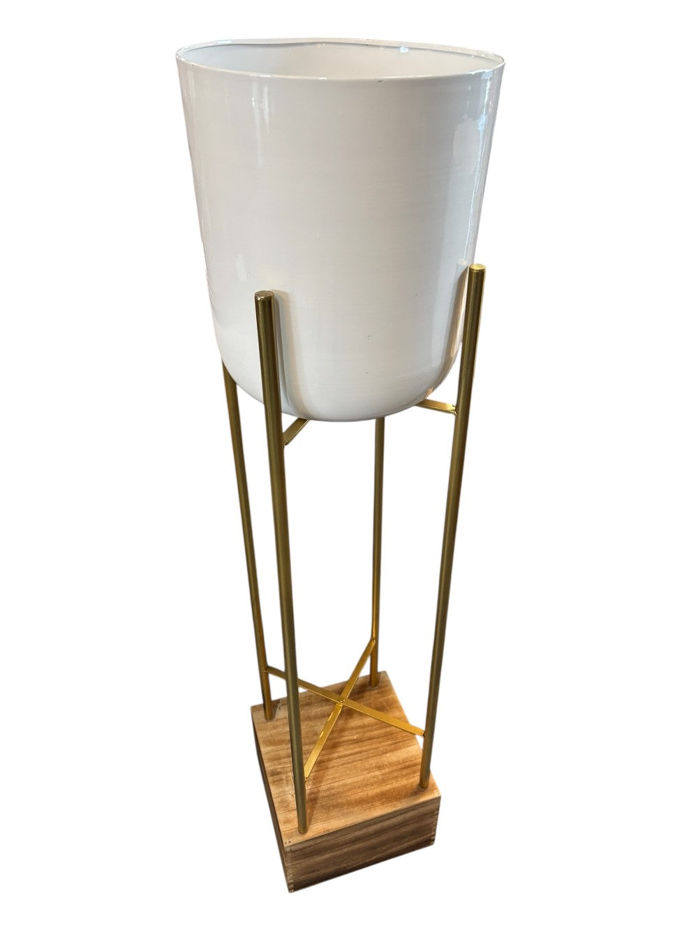 Pair White/Gold metal planters|3024