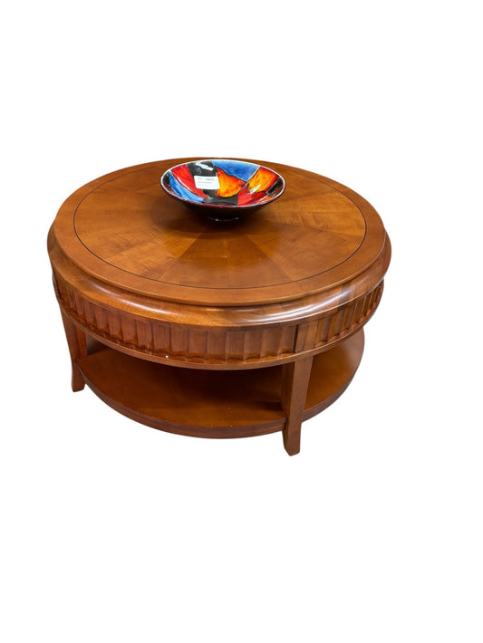 Round Wooden Coffee Table w/ Shelving|3062