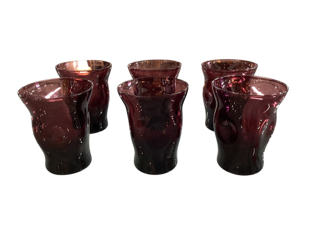 Purple decanter with 6 shot glasses|2955