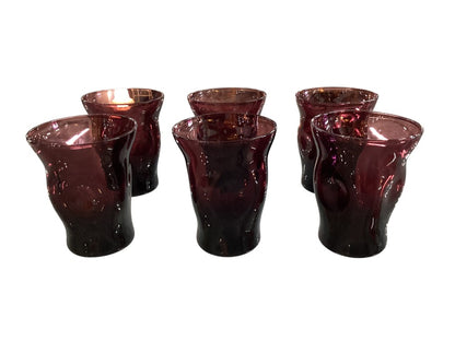 Purple decanter with 6 shot glasses|2955