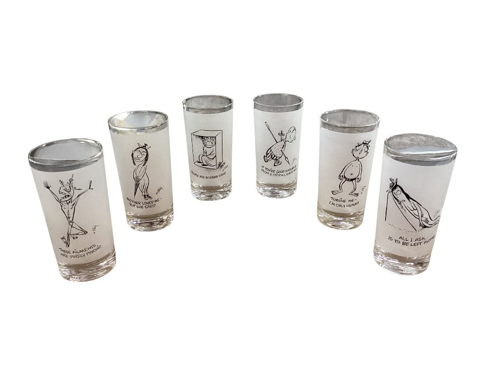 W Steig Mid Century Frosted High Ball Set of 6 Glasses|3007