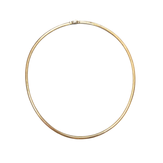 14k Two Tone Omega Necklace - Italian Made, Reversible, 22 in, 28 g