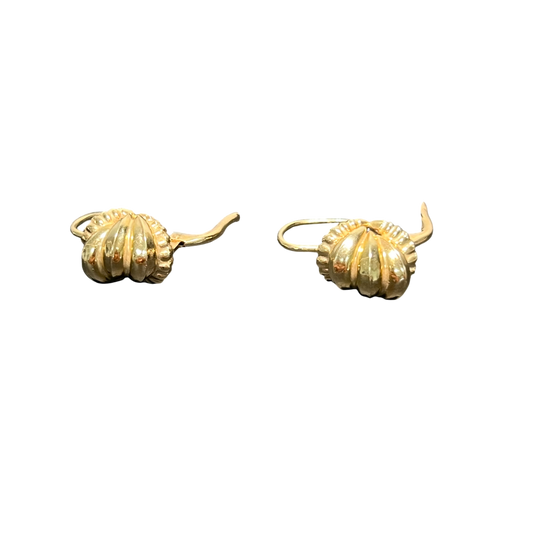 14k Gold Shell Earrings - Italian Made, Lever-Back Closure