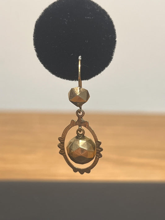 14k Gold Drop Earrings with Faceted Ball Dangles