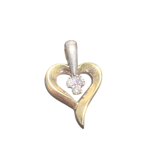 14k Gold Two Tone Heart Pendant