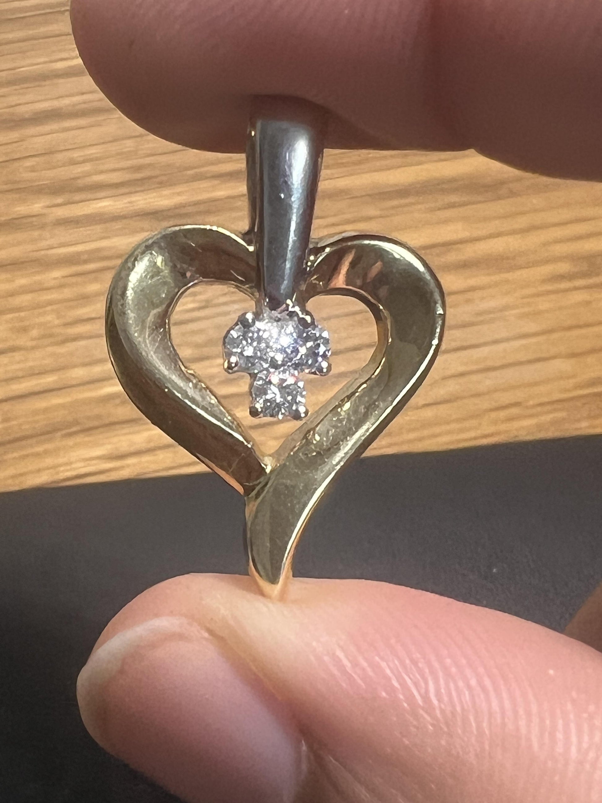 14k Gold Two Tone Heart Pendant