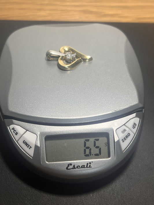 14k Gold Two Tone Heart Pendant