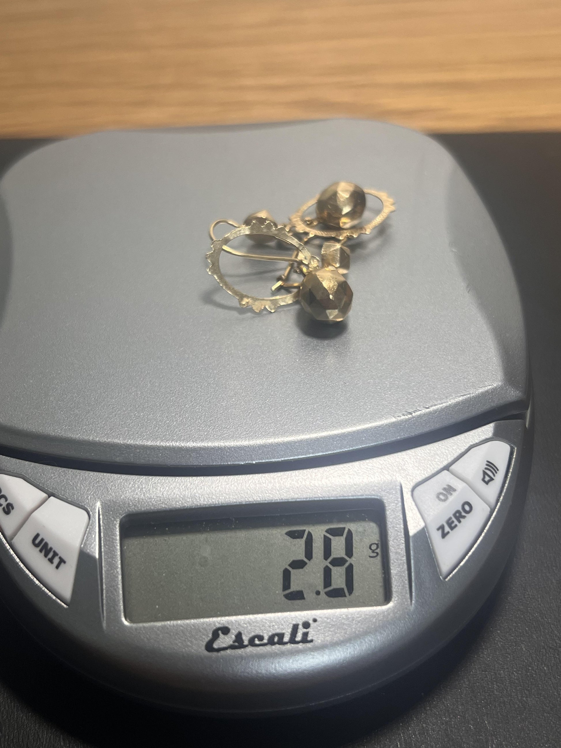 14k Gold Drop Earrings with Faceted Ball Dangles
