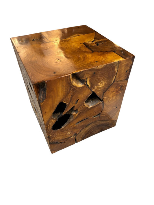 Teak Cube Side Table|3044