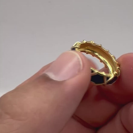 Blue Enamel 14k Gold Ring Band