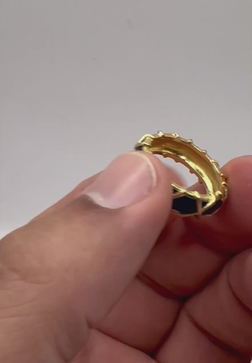 Blue Enamel 14k Gold Ring Band
