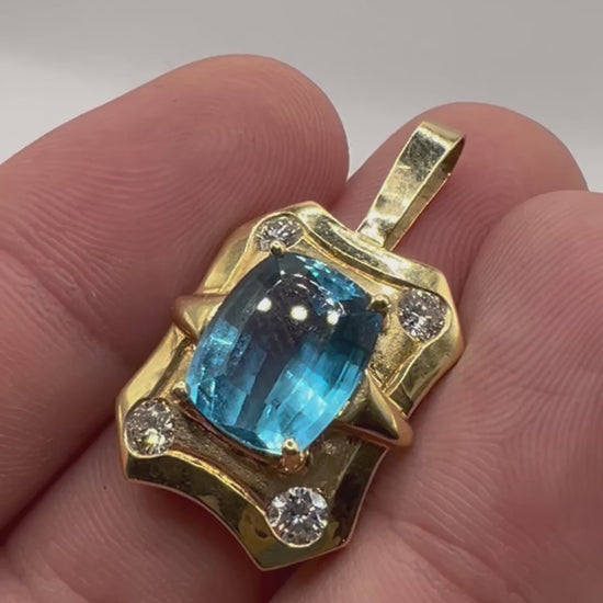 Blue Topaz and Diamond Pendant